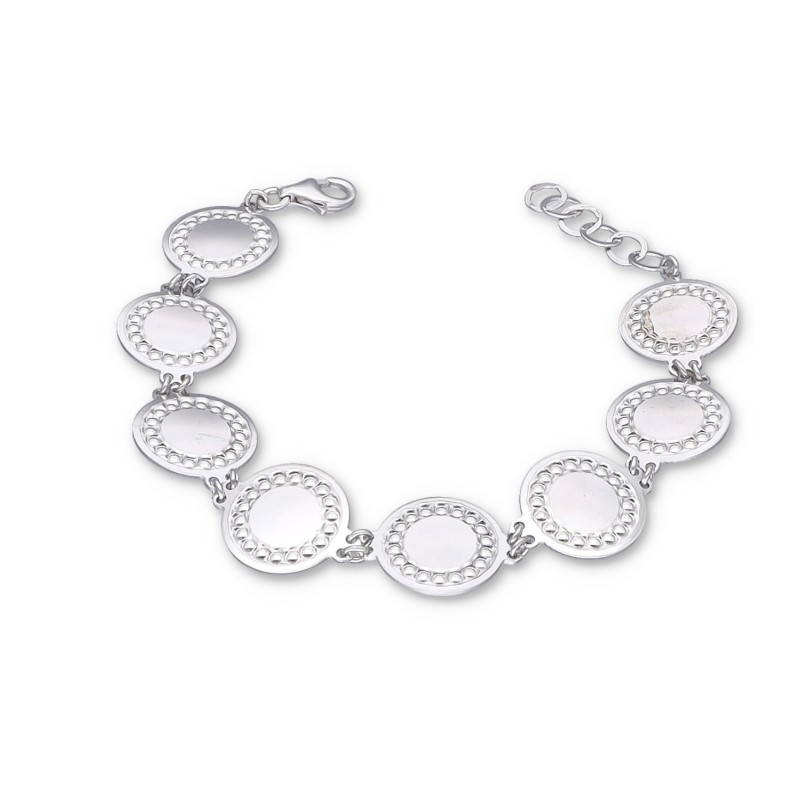 Bransoletka srebrna z ozdobnych okrągłych elementów