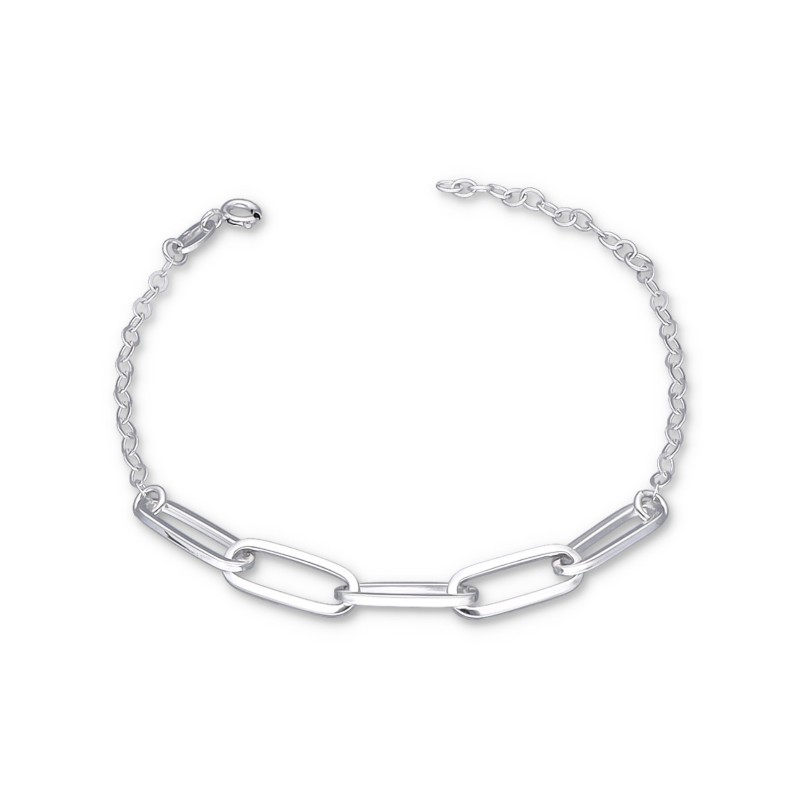 Bransoletka srebrna z zawieszką w formie łańcucha połączoną z ażurowym łańcuszkiem