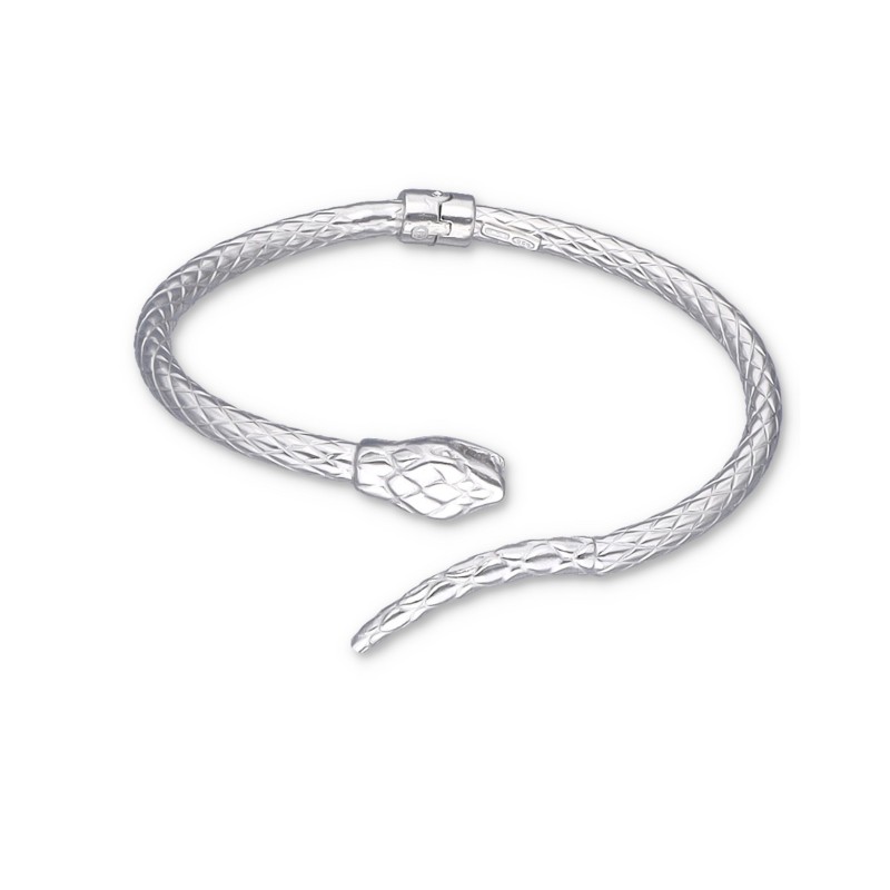 Bransoletka srebrna sztywna o motywie węża