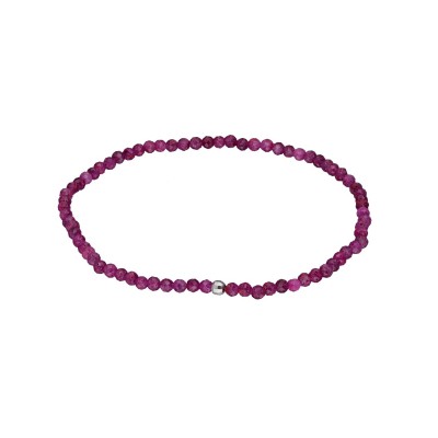 Bransoletka z rubinem i złoconym koralikiem przekładana