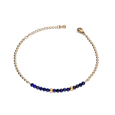 Bransoletka ze stali szlachetnej złocona z lapisem lazuli zapinana