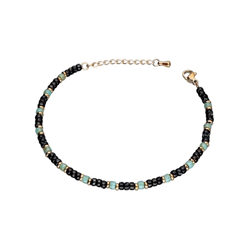 Bransoletka ze stali szlachetnej złocona z koralikami miyuki