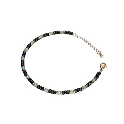 Bransoletka ze stali szlachetnej złocona z koralikami miyuki