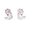 Kolczyki srebrne kotki różowe zapinane na sztyft