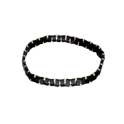 Bransoletka ze stali szlachetnej z koralikami miyuki w kolorze czarnym