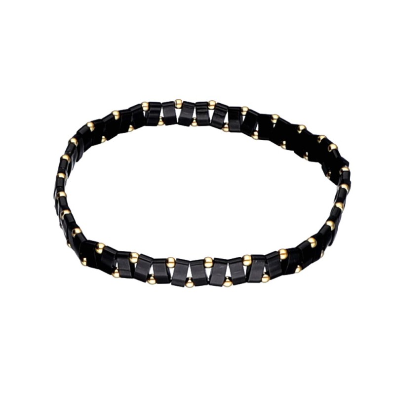 Bransoletka ze stali szlachetnej z koralikami miyuki w kolorze czarnym