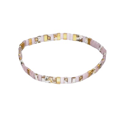 Bransoletka ze stali szlachetnej z koralikami miyuki w kolorze różowo - złotym