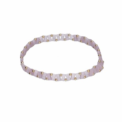 Bransoletka ze stali szlachetnej z koralikami miyuki w kolorze liliowym