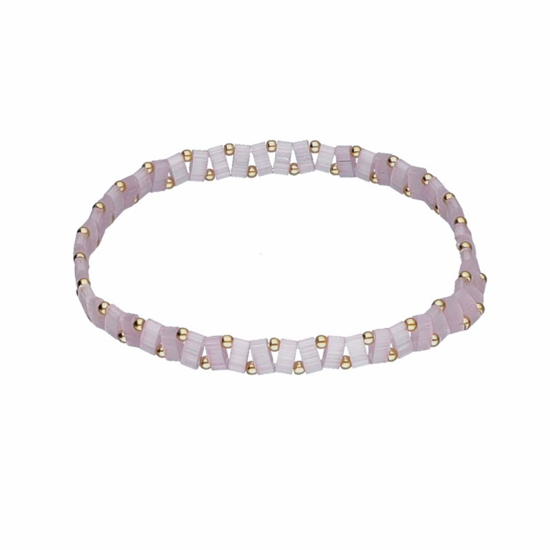 Bransoletka ze stali szlachetnej z koralikami miyuki w kolorze liliowym