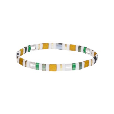 Bransoletka ze stali szlachetnej z koralikami miyuki w kolorze żółtym i zielonym