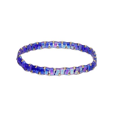 Bransoletka ze stali szlachetnej z koralikami miyuki w kolorze niebiesko - fioletowym