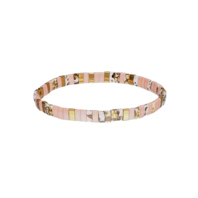 Bransoletka ze stali szlachetnej z koralikami miyuki w kolorze różowo-złotym