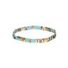 Bransoletka ze stali szlachetnej z koralikami miyuki w kolorze turkusowo - złotym