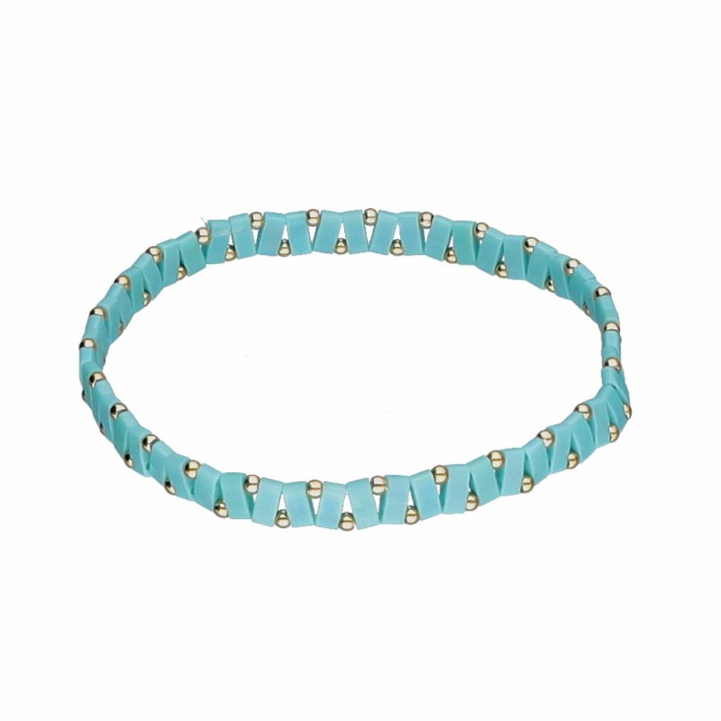 Bransoletka ze stali szlachetnej z koralikami miyuki w kolorze turkusowym