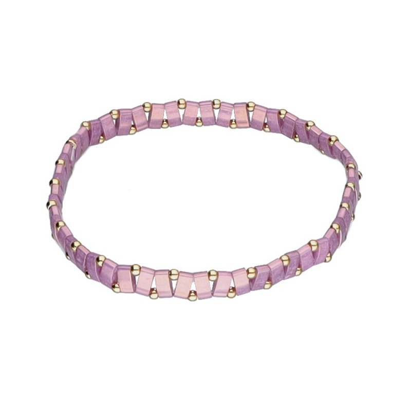 Bransoletka ze stali szlachetnej z koralikami miyuki w kolorze fioletowym
