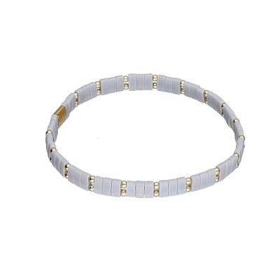 Bransoletka ze stali szlachetnej z koralikami miyuki w kolorze szarym