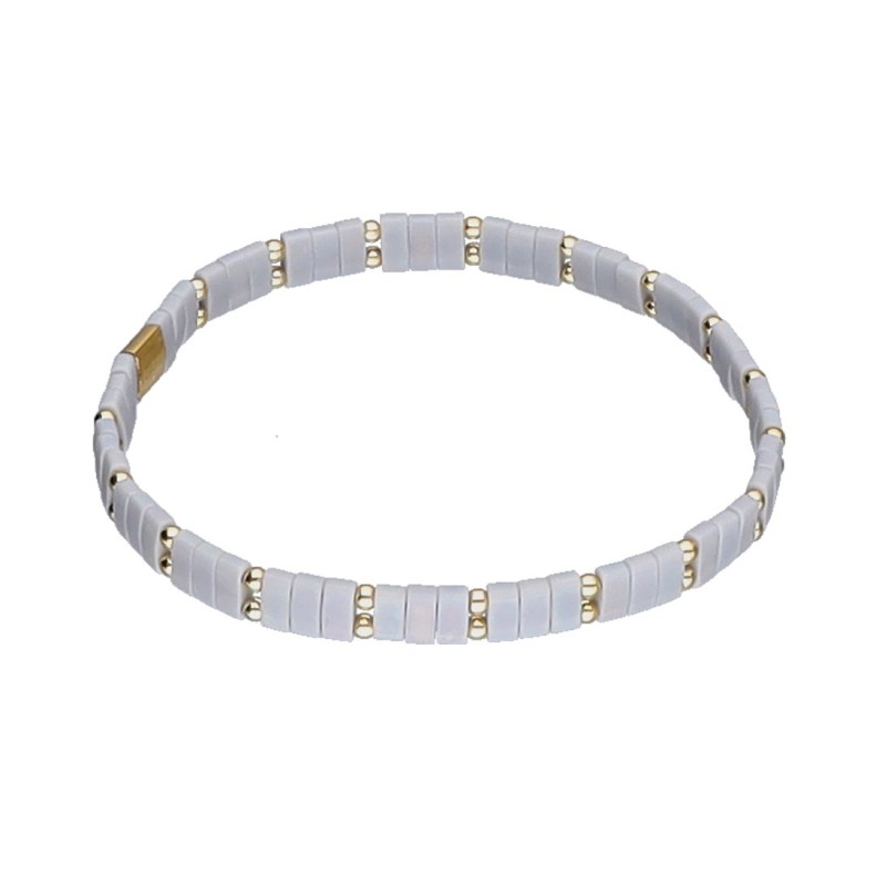 Bransoletka ze stali szlachetnej z koralikami miyuki w kolorze szarym