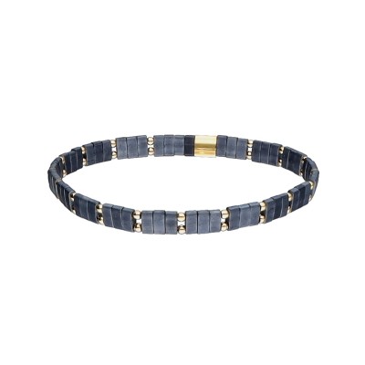 Bransoletka ze stali szlachetnej z koralikami miyuki w kolorze ciemnoszarym