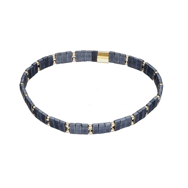 Bransoletka ze stali szlachetnej z koralikami miyuki w kolorze ciemnoszarym