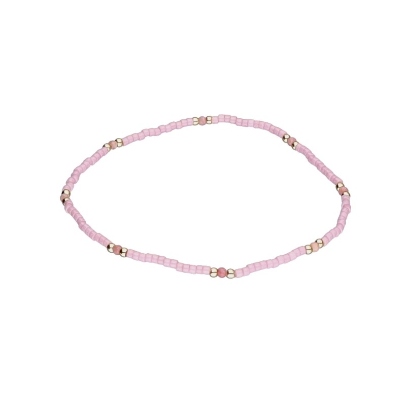 Bransoletka ze stali szlachetnej z koralikami miyuki w kolorze różowym