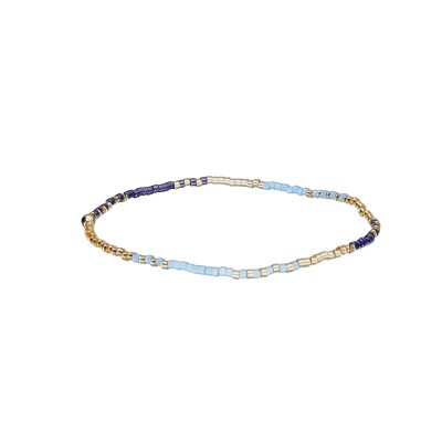 Bransoletka ze stali szlachetnej z koralikami miyuki w różnych odcieniach niebieskiego