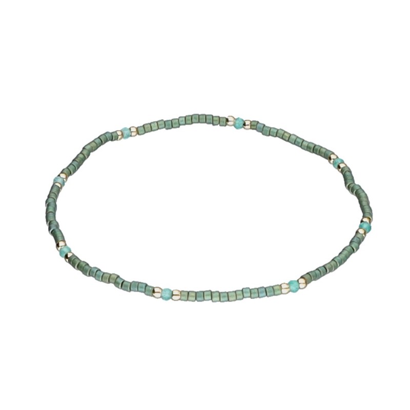 Bransoletka ze stali szlachetnej z koralikami miyuki zielona