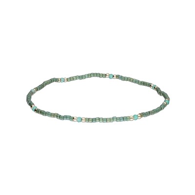 Bransoletka ze stali szlachetnej z koralikami miyuki zielona
