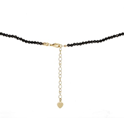 Naszyjnik ze stali szlachetnej z onyksem i zawieszką w kształcie serduszka