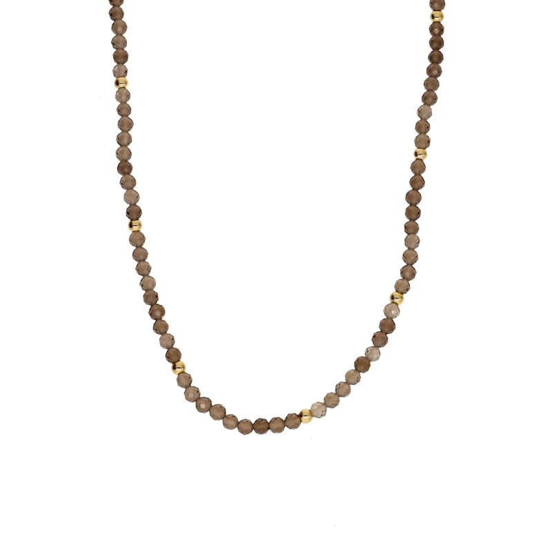 Naszyjnik ze stali szlachetnej z kwarcem dymnym