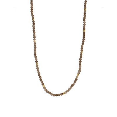 Naszyjnik ze stali szlachetnej z kwarcem dymnym