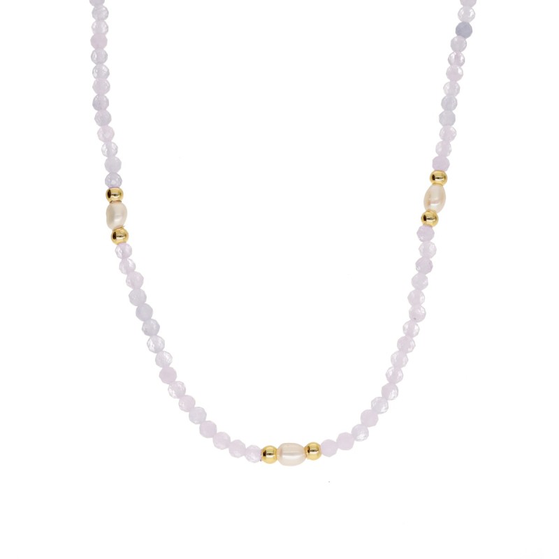 Naszyjnik ze stali szlachetnej z jadeitem i perłą hodowlaną