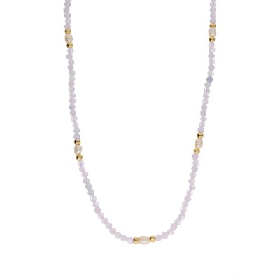 Naszyjnik ze stali szlachetnej z jadeitem i perłą hodowlaną