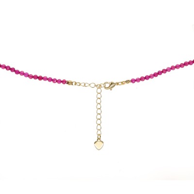 Naszyjnik ze stali szlachetnej z rubinem i perłą hodowlaną