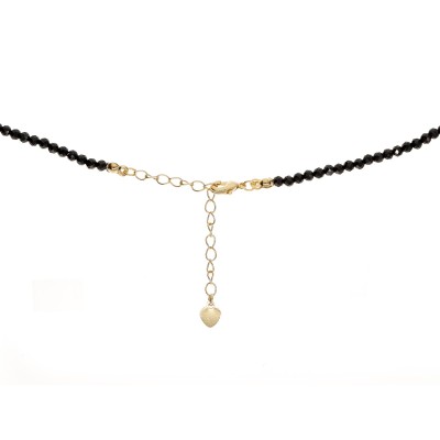 Naszyjnik ze stali szlachetnej z onyxem i zawieszką w kształcie słońca