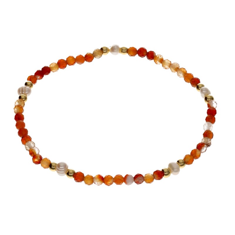 Bransoletka ze stali szlachetnej z karneolem i perłą hodowlaną