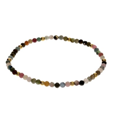 Bransoletka ze stali szlachetnej z turmalinami kolorowymi