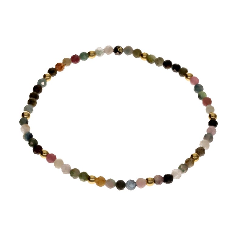 Bransoletka ze stali szlachetnej z turmalinami kolorowymi