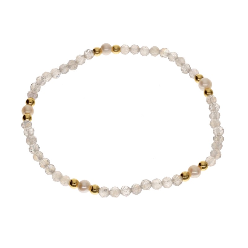 Bransoletka ze stali szlachetnej z labradorytem