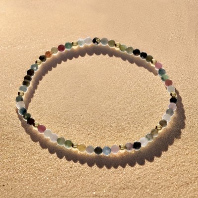 Bransoletka ze stali szlachetnej z turmalinami kolorowymi