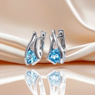 Kolczyki srebrne z topazem na angielskim zapięciu