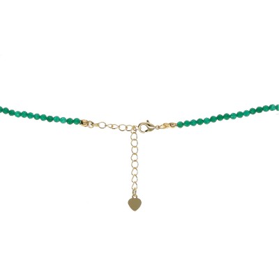 Naszyjnik ze stali szlachetnej z jadeitem i perłą hodowlaną