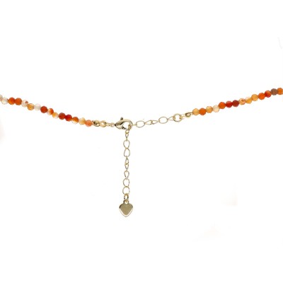 Naszyjnik ze stali szlachetnej z karneolem o perłą hodowlaną