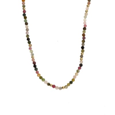 Naszyjnik ze stali szlachetnej z kolorowym turmalinem