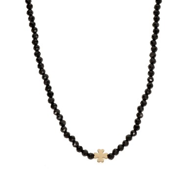 Naszyjnik ze stali szlachetnej  z onyksem