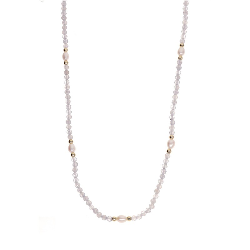 Naszyjnik ze stali szlachetnej  z labradorytem