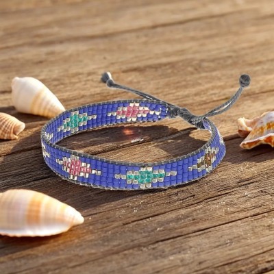 Bransoletka wykonana z japońskich koralików miyuki  w niebieskim kolorze