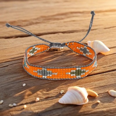 Bransoletka wykonana z japońskich koralików miyuki w pomarańczowym kolorze