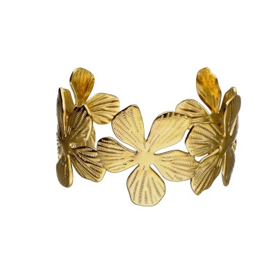 Bransoletka ze stali szlachetnej mankietowa w formie kwiatowej