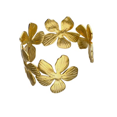 Bransoletka ze stali szlachetnej mankietowa w formie kwiatowej