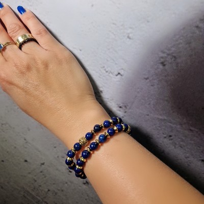 Bransoletka ze stali szlachetnej z lapisem lazuli